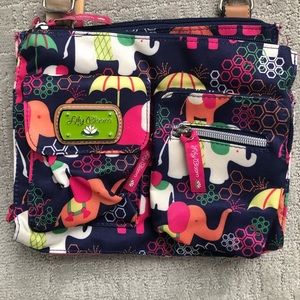 Like new Lily Bloom Navy with Elephants Crossbody